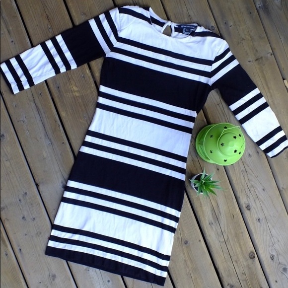French Connection 3/4 Length Striped Bodycon - Picture 1 of 2